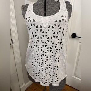 Women’s Sloane Rouge Light Grey Laser-Cut Tank Top Small